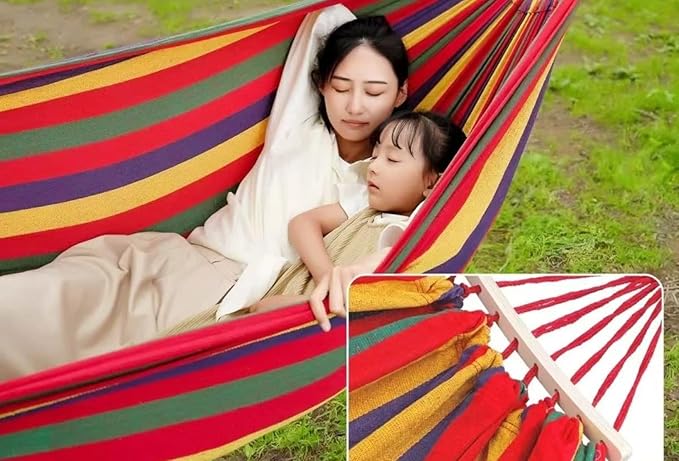 Double Hammock, Outdoor Camping, Leisure Canvas, Anti Rollover Hammock, Swing