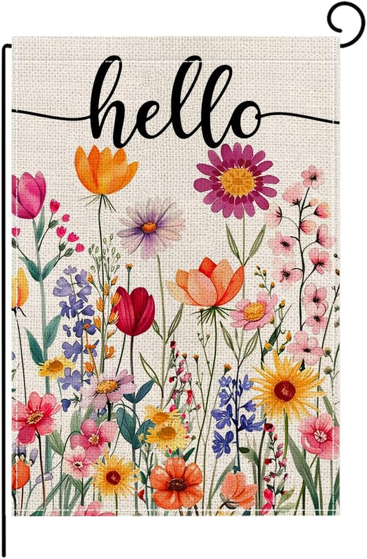 wyooxoo Spring Summer Flower Garden Flag 12x18 Inch Double Sided Vertical Welcome Garden Flag Outside Farmhouse Yard Outdoor Decoration (G)
