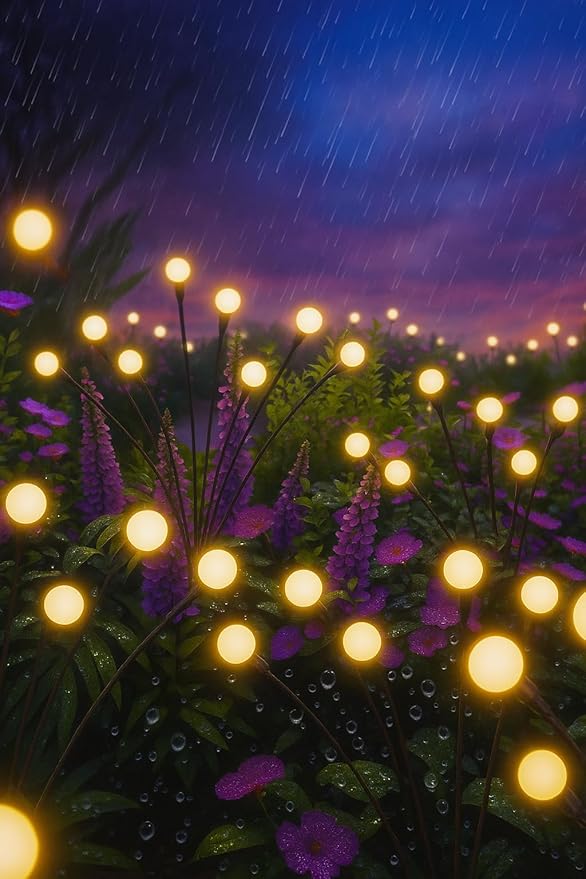 Solar Firefly Lights Outdoor, 8 Pack 64 LED Swaying Garden Stake Lights, Warm White IP65 Waterproof, Auto On/Off, Yard Decor Stakes for Patio Lawn Pathway