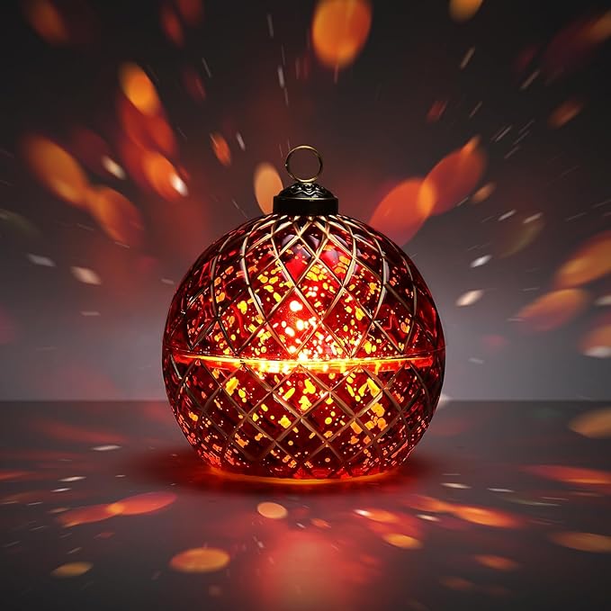 Birthday Glass Flameless LED Candles Wedding Decorative Light Birthday Gift for Her,Battery Operated Flickering Electric LED Ball Candles,Jar Candle for Home Party with Glass Cover Gifts for Wife(Red)