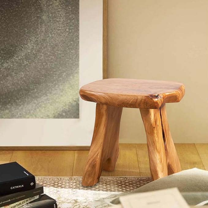 Natural Shape Stump Stool 12.5"x10"x12" Solid Wood Cedar Root End Table Rustic Plant Stand Live Edge Coffee Table Vintage Side Table Living Room Bedroom Accent Outdoor Garden Foot Stool