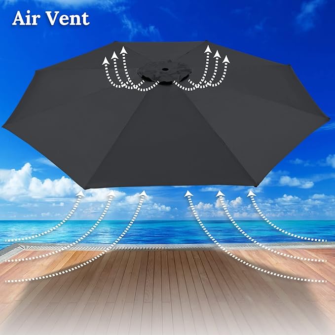 YardGrow 11.5ft 8 Ribs Umbrella Canopy Replacement for Patio Umbrella, Frame NOT Included, Umbrella Replacement Canopy ONLY