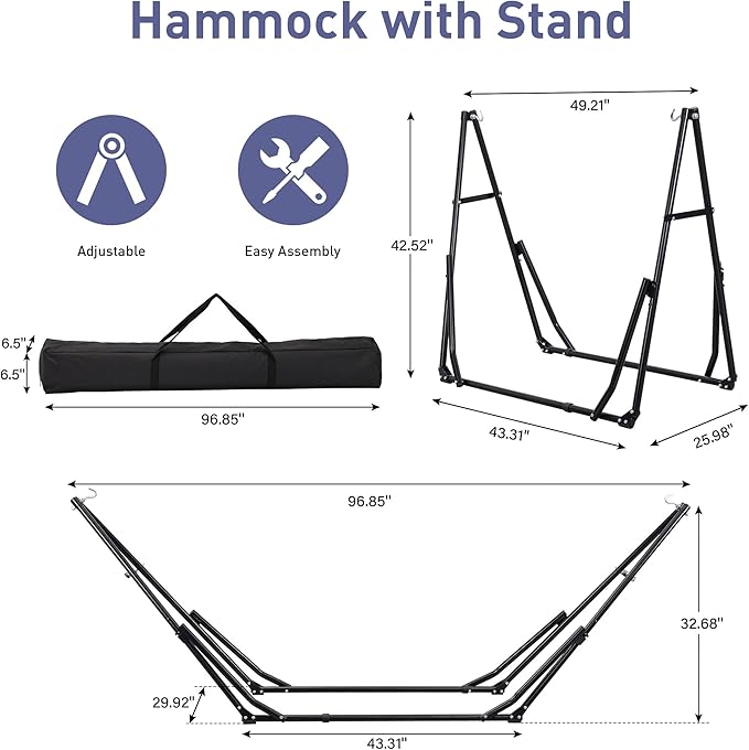 Ainfox 2 in 1 Hammock and Swing Chair with Stand, 550 lbs Capacity, Blue