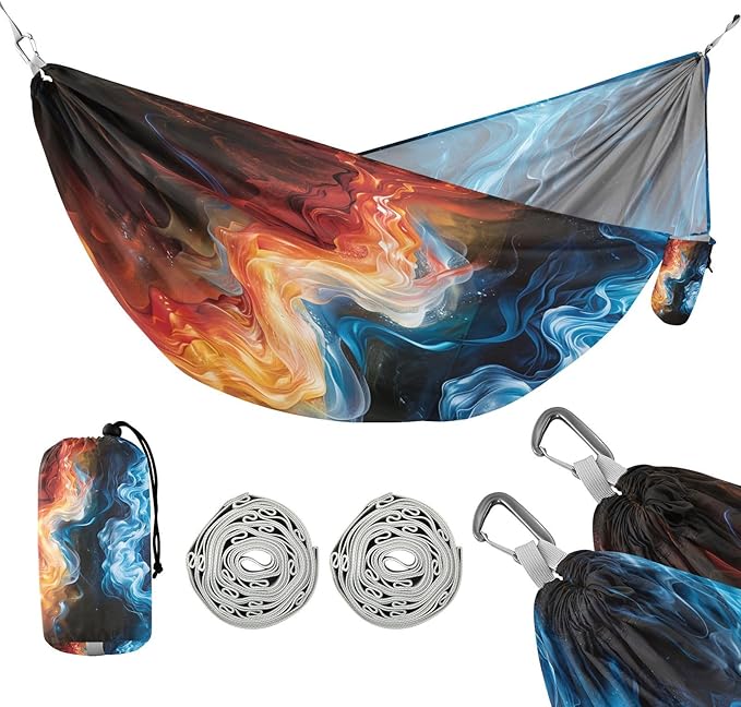 Hammocks for Outside Fire and Ice Camping Hammock Portable Hammocks with Tree Straps and Carry Bag Camping Accessories for Hiking Beach Outdoor