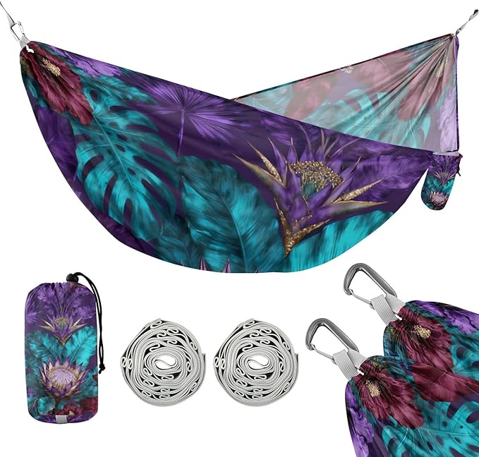 Tropical Floral Camping Hammocks Fabric Hammock for Outside Patio Backyard Poolside