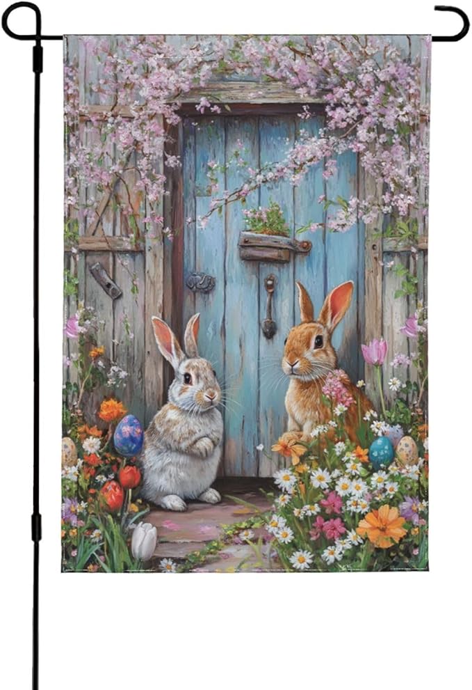 Easter Garden Flag 12x18 Inch Double Sided All-Weather Polyester Outdoor Flag For Patio Lawn Yard And Garden Welcome Decor
