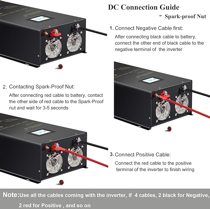 5000W 24V Pure Sine Wave Inverter,24 Volt DC to AC 120V 240V Split Phase Power Inverter,2*AC Hardwire Terminal,10KW Surge,High Efficiency up to 91.6%,Wireless Remote