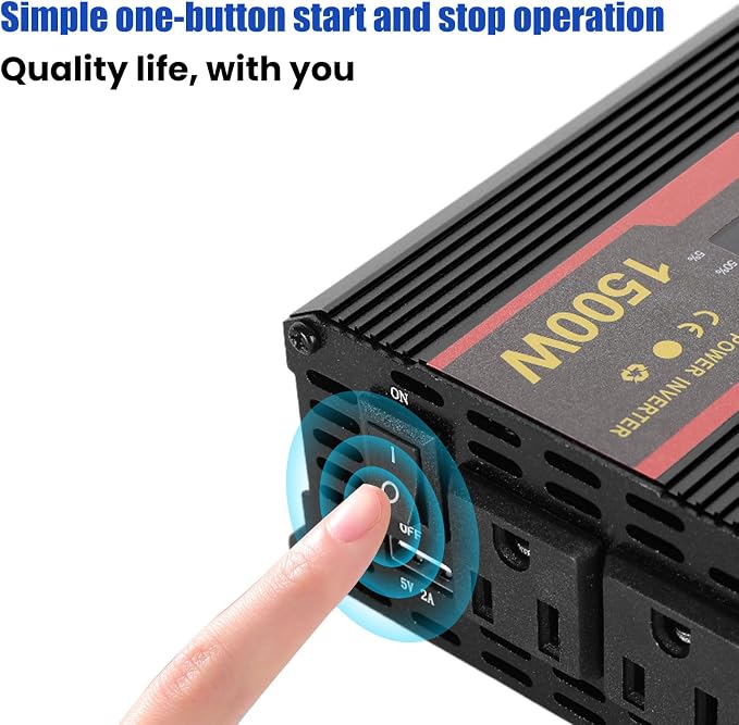 1500 Watt Power Inverter with LED Display,Dual AC Outlets,USB Port, 12V DC to 110V AC Converter Car Power Inverter for Vehicles, Car, RV, Truck, Off Grid Solar System, Outdoor Camping