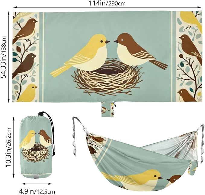 Birds and Nest Hammocks for Camping with Portabl Carry Bag Hanging Hammock Outside Beach Patio Garden