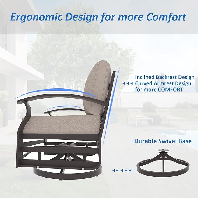 ALAULM Aluminum Patio Furniture Set with Propane Fire Pit Table 10-seat Metal Outdoor Furniture w/Fire Pit Patio Sectional w/5.1" Cushions for Patio, Backyard, Poolside-Sand