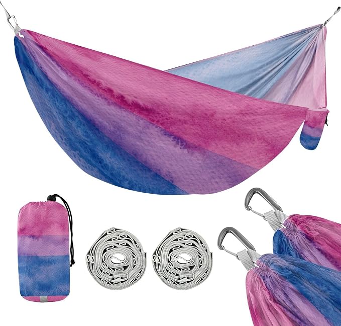 Bisexual Pride Flag Outdoor Hammocks with Hanging Rope Swing Hammock for Outside Patio Backyard Poolside