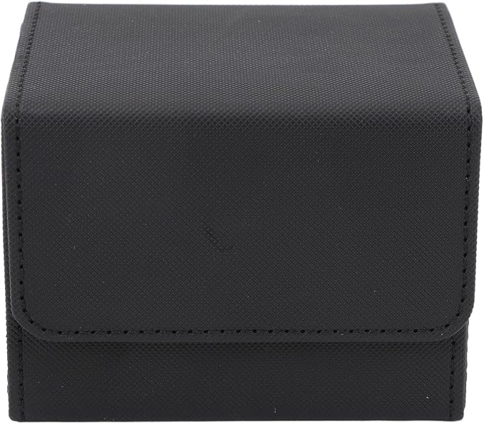 Zunate Card Deck Box for Tarot or Game Cards, Large Capacity PU Leather Storage Box/Cover with Magnetic Flap Lid, Holds 100 Cards, Soft Felt Lining, Black Finish (Black Red)