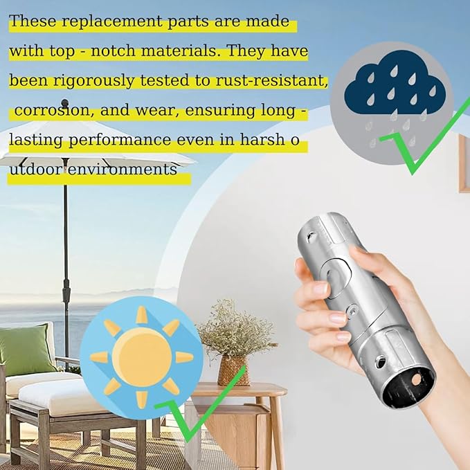 Patio Umbrella Replacement Parts, Outdoor Umbrella Pole Replacement, Push-Button Tilt Adjustment Metal Parasol Mounting Bracket Accessories (1.41 Inch)