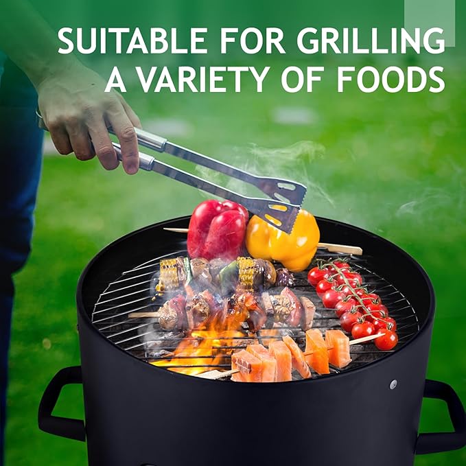 46.8" Vertical Steel Charcoal Smoker Grill,Heavy Duty BBQ Grills,Outdoor Camping Backyard Barbecue Grill,Metal Barbecue Smokers,with Thermometer,for Patio Garden Beach Porch Lawn Yard (Black)