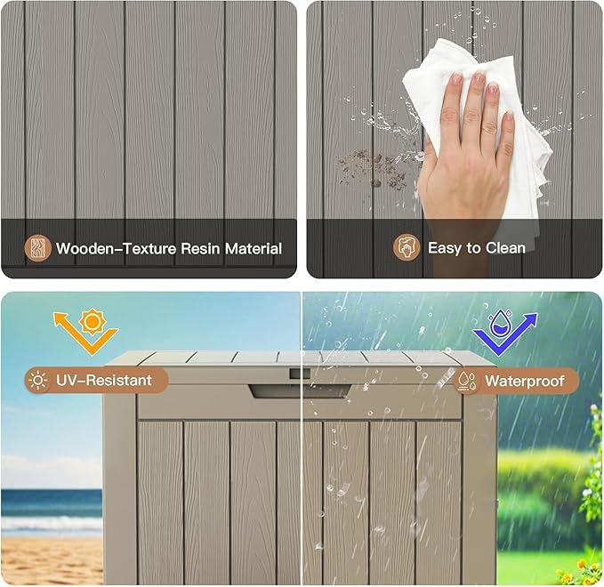Outdoor Storage Box, 50 Gallon Waterproof Deck Storage Box, Lockable Patio Storage Bins for Package Delivery, Porch, Garden Tool, Cushions, Anti-Theft Weatherproof & UV-Resistant Parcel Drop Box