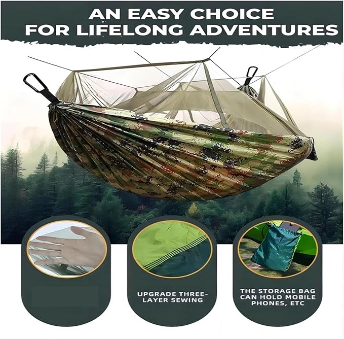 Hammock Portable Outdoor Camping Leisure Double Mosquito Net Hammocks Garden Travel Tourist Nature Hike Sleeping Hanging Hammock Swing Quick-Opening(Style 5)