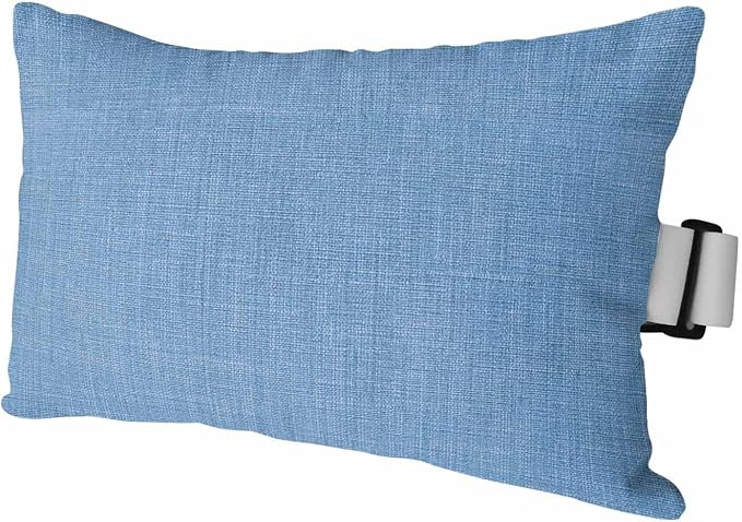 Blue Outdoor Lumbar Pillow 11x16 Inch, Farmhouse Burlap Solid Blue Color Modern Linen Texture Waterproof Throw Pillow Covers with Insert, Decorative Chair Cushions for Patio Garden Recliner
