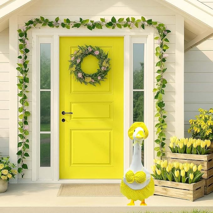 Porch Goose Summer Outfit, Porch Goose Clothes with Yellow Polka Dot, for 23"/17" Lawn Goose Statue,Goose Clothes for Yard Goose