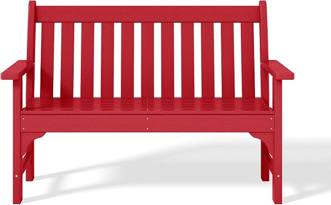 WestinTrends Malibu 3-Piece HDPE Outdoor Patio Furniture Couch and Coffee Table Set, Red