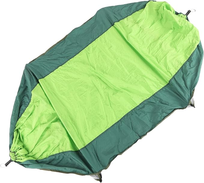 Single Person Hammock with Mosquito Net, Super Light, Removable, Quick Opening, Fruit Green and Dark Green - Tear Resistant Fabric, Portable Storage, Outdoor Relaxation (Fruit Green Mixed with Dark
