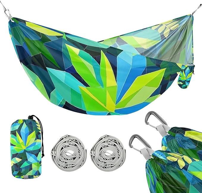 Geometric Abstract Leaf Summer 330lb Capacity Outdoor Hammocks Hanging Hammock for Outside Camping Essentials Base de hamaca para adultos
