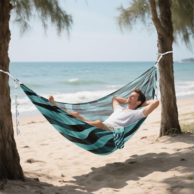 Hammocks for Outside Watercolor Zebra Print Camping Hammock Portable Hammocks with Tree Straps and Carry Bag Camping Accessories for Hiking Beach Outdoor
