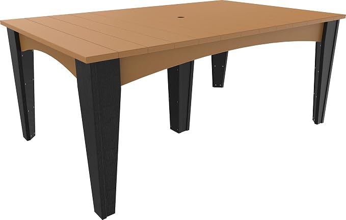 LuxCraft Poly Island Dining Table, 44" x 72" Rectangular Outdoor Patio Table, Made with Recycled Plastics, Made in USA (Cedar & Black)
