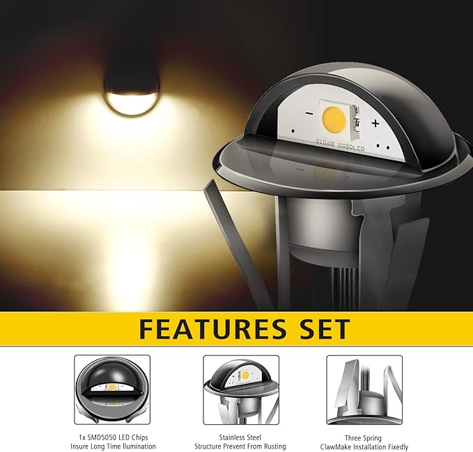 LED Stair Light Low Voltage Waterproof IP65 Outdoor 1-2/5" Recessed Wood LED Deck Lighting Yard Garden Patio Step Landscape Pathway Decor Lamp(1pcs,Warm White)