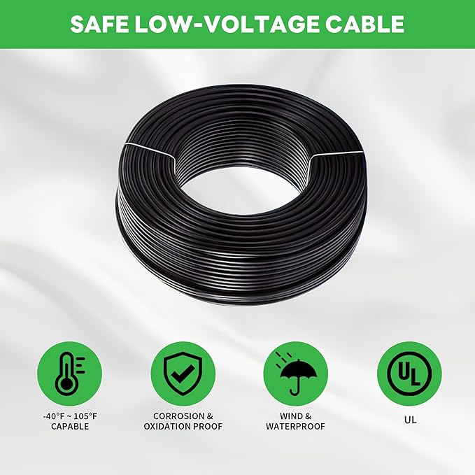 Outdoor Landscape Lighting Kit, 8 Pack Spotlights and 100FT Cable and 30 Wire Connectors, 3CCT Aluminum ORB LED Spotlight, Perfect for Porch Backyard Fence, Without Transformer