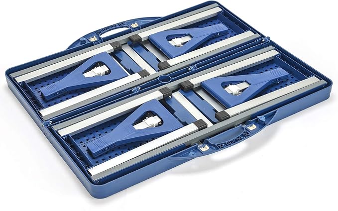 Picnic Table Folding Portable 4-Person Fold Up Travel Camping Table for Indoor, Outdoor Travel, Patio, Lawn, Garden (Blue Table)