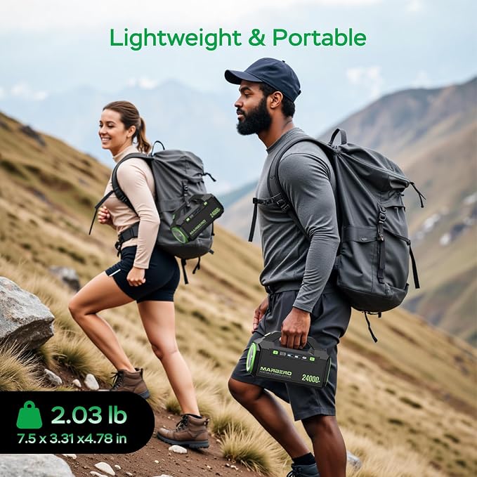 MARBERO Portable Charger Power Bank 24,000mAh Portable Power Station 88.8Wh Solar Generator 60W Power Bank with USB QC3.0/PD3.0 Output for Camping Emergency Travel Fishing Outdoor Exploration