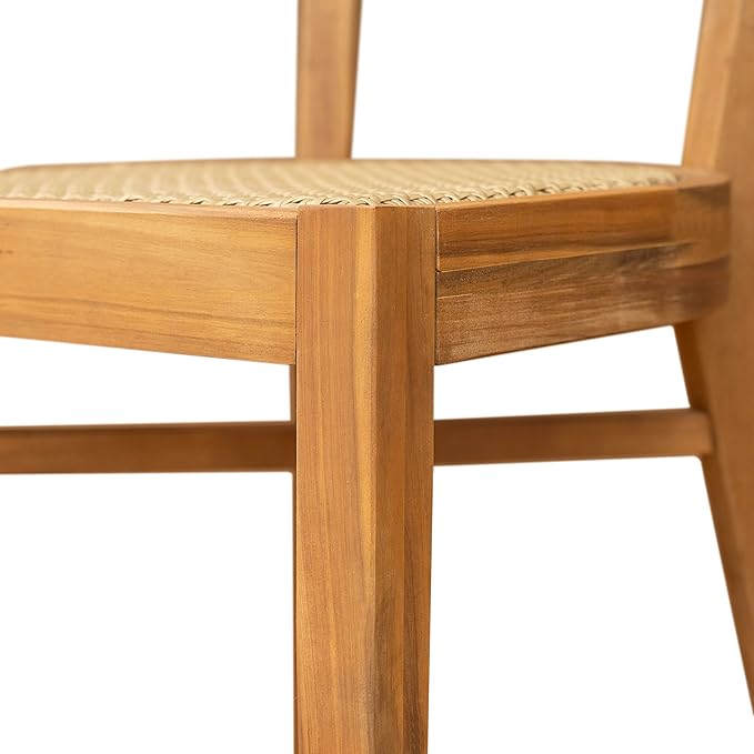 Christopher Knight Home Neeko Acacia Wood Patio Dining Set for 4, Solid Wood Outdoor Dining Table Set for 4, Round Dining Table and Chairs Set of 4, Teak+Light Brown