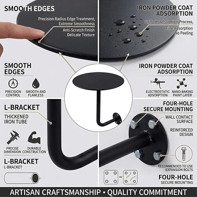 Wall Mounted Round Bar Table, Heavy Duty Iron Floating Desk, Space Saving Dining Table for Small Spaces, Waterproof Indoor/Outdoor Coffee Table, 19.7in Diameter