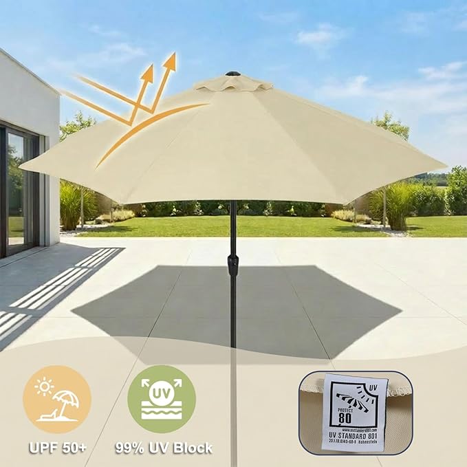 BPS Patio Umbrella Replacement Canopy for 9 ft 8 Ribs Table Umbrella, Outdoor Umbrella Replacement for Market Parasol, Canopy Only