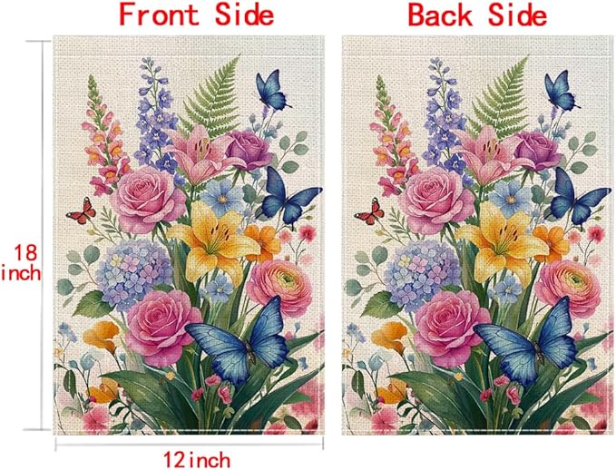 wyooxoo Spring Summer Flower Garden Flag 12x18 Inch Double Sided Vertical Welcome Garden Flag Outside Farmhouse Yard Outdoor Decoration (L)