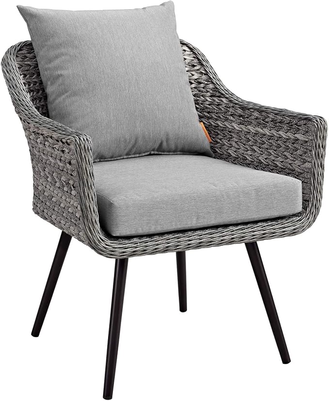 Endeavor 3Piece Outdoor Patio Wicker Rattan Sectional Sofa Set in Gray Gray