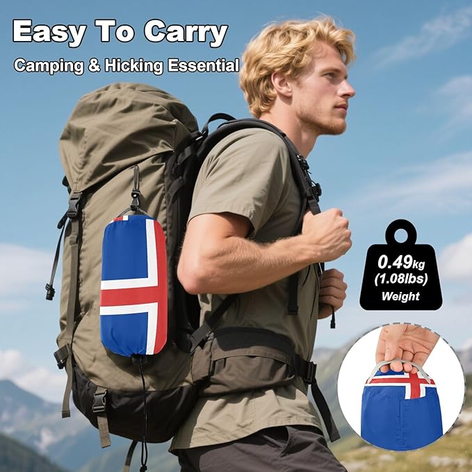 National Flag of Iceland Hammocks with Portabl Carry Bag Backyard Hammock for Indoor Outdoor Patio