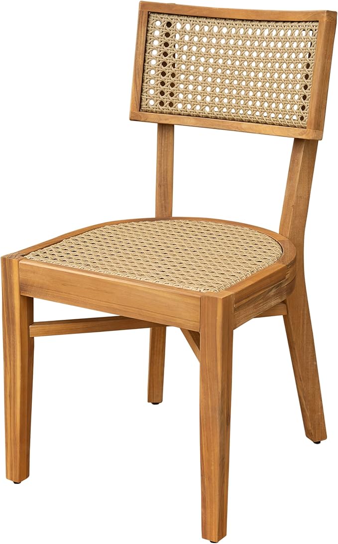 Christopher Knight Home Neeko Acacia Wood Patio Dining Set for 4, Solid Wood Outdoor Dining Table Set for 4, Round Dining Table and Chairs Set of 4, Teak+Light Brown