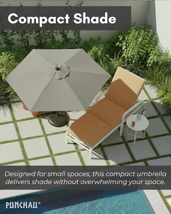 6 Ft Outdoor Patio Umbrella, Easy Open/Close Crank and Push Button Tilt Adjustment - Gray Market Umbrellas