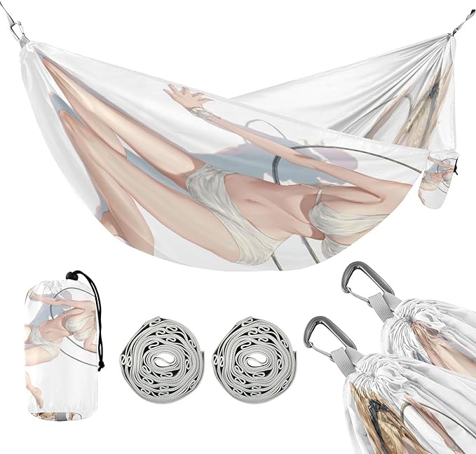 Sexy Anime Girl Outdoor Hammock with Portabl Carry Bag Indoor Hammock for Outside Patio Backyard Poolside