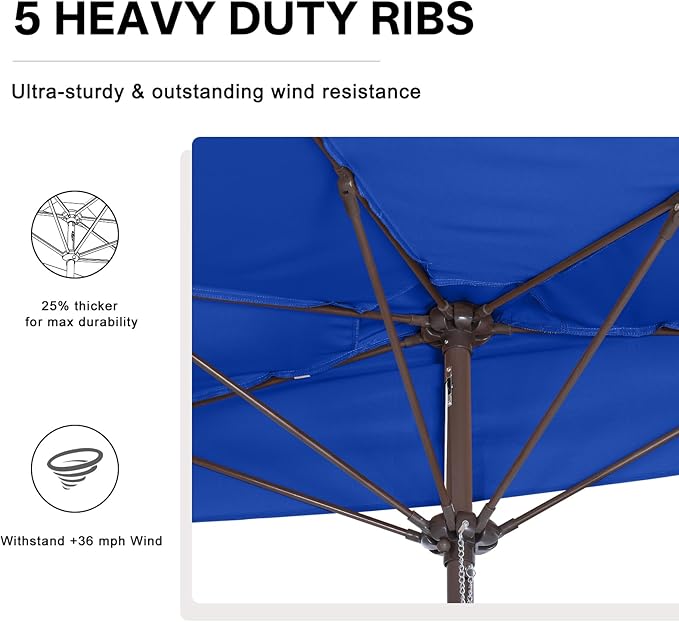 ABCCANOPY Patio Umbrella 9FT - Outdoor Half Umbrellas for Patio, Backyard, Garden, Deck (Blue)