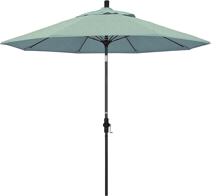 California Umbrella 9' Round Crank Lift, Collar Tilt, Aluminum Pole, Fiberglass Rib Patio Umbrella,