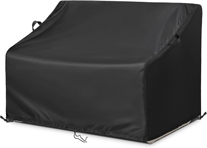 Kasla Patio Double Chair Cover, Waterproof Heavy Duty Cover for Outdoor Loveseat & Glinder Bench & Papasan Rocking Chair & Outdoor Couch & Outside Sofa (Black, 80"L×38"W×35"H)