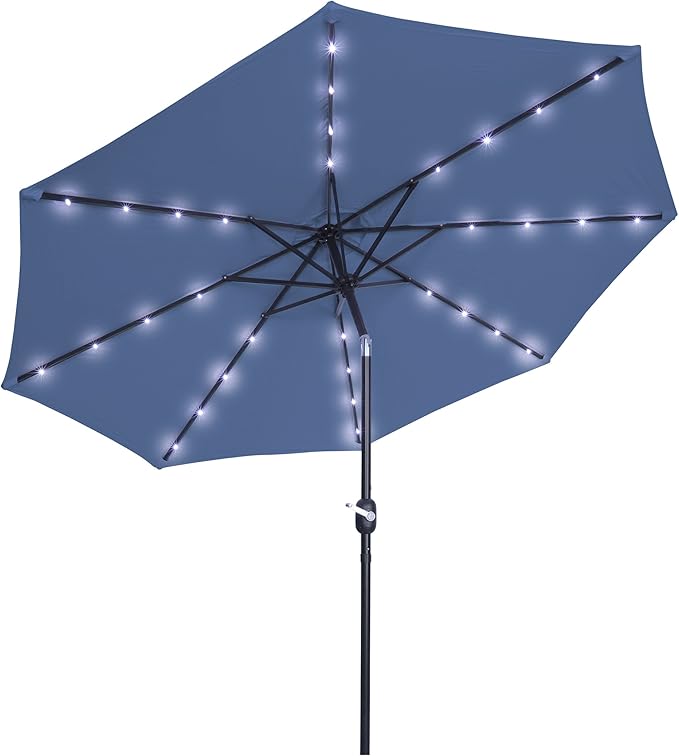 Trademark Innovations Deluxe Solar Powered LED Lighted Patio Umbrella - 9'