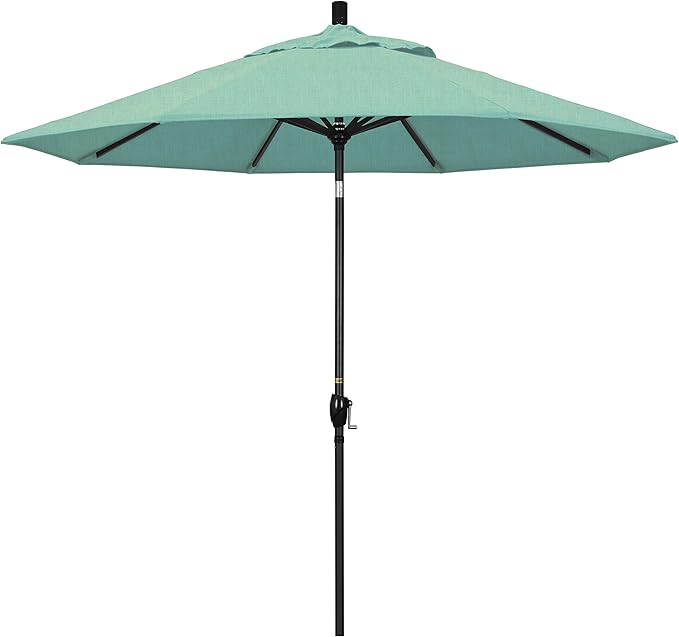 California Umbrella 9' Round Aluminum Market Umbrella, Crank Lift, Auto Tilt, Bronze Pole