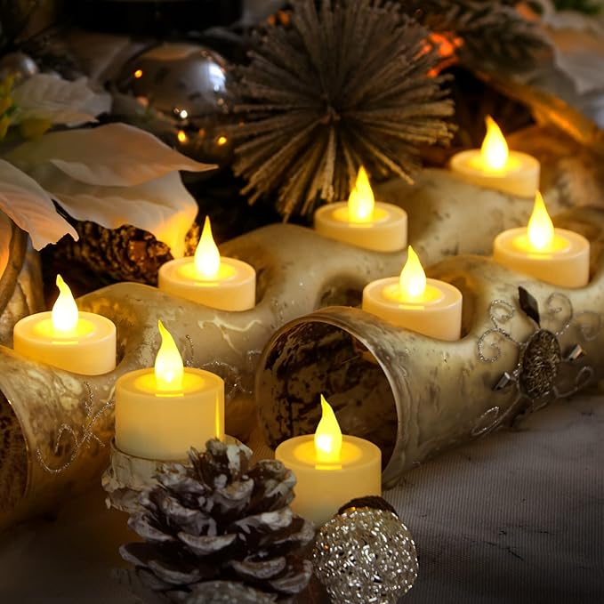 FURORA LIGHTING Ivory White LED Tealight Candles Pack of 24, Flameless Flickering Tealight Candles for Home Décor, 1.5’’(W) x 1.65’’(H), Battery Operated