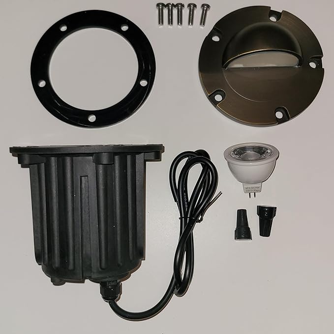 Ironsmith Lighting In-Ground Well Light Fixture & Kits – Solid Brass Cover, Bronze Housing, LED or Halogen Compatible, Low Voltage 12V (Housing and Half Moon Cover Kit | with 5W LED)