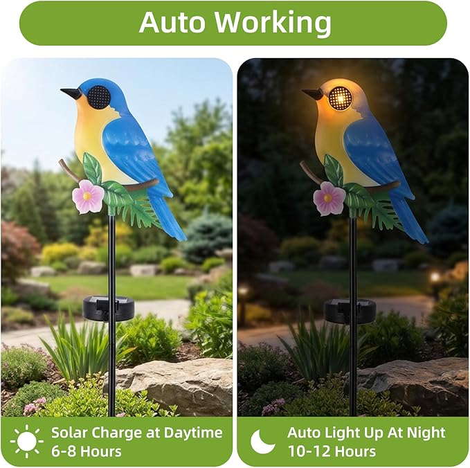 Solar Stake Lights Outdoor - Waterproof Blue Bird Dynamic Eyes Decor Lights for Pathway Lawn Patio Decorative Yard Art Ornaments Thank Birthday Gifts for Women Men Mom Grandma Dad Wife