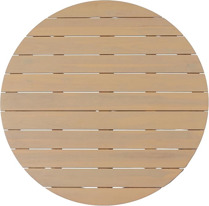 Christopher Knight Home Dahlia 14.37" Height Outdoor Coffee Table, Acacia Wood Accent Table with Slatted Panel Design, Round Patio Table for Garden Balcony, Low Maintenance Patio Furniture, Light Teak