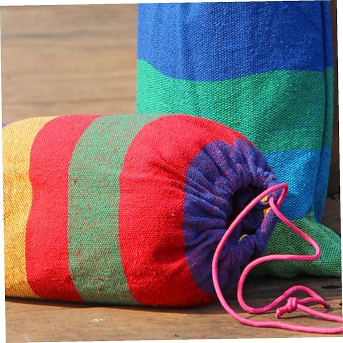 INOOMP Double Thickened Canvas Outdoor Hammock with Two Binding Ropes and Carry Bag Lightweight Camping Swing Chair in Red for Travel Backpacking Relaxation